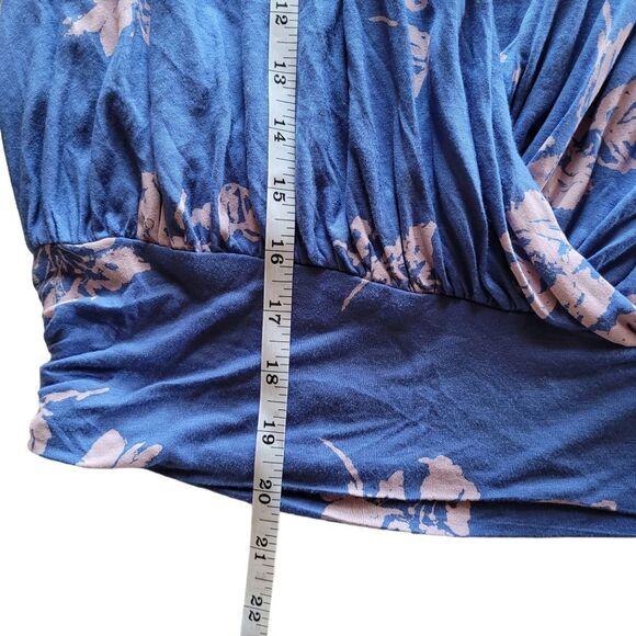 FREE PEOPLE Fiona Wrap Top, Boho, Blue Cobalt, XSmall, Bell Long Sleeves - Picture 15 of 16